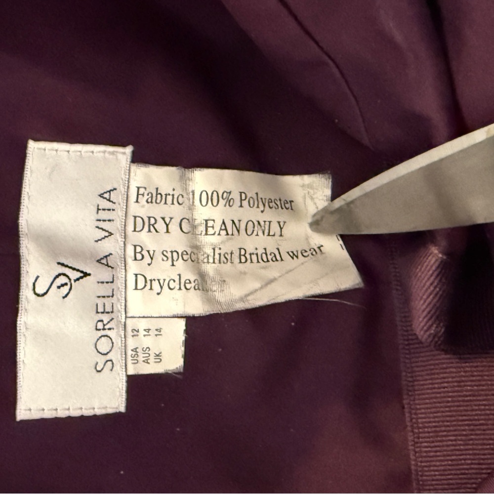NWT Sorella Vita Cocktail Dress Style 2399 Women’s Size: 12 Color: Aubergine - Picture 6 of 13